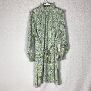 Summersalt Long Sleeve Floral Dress in Green and Blue large